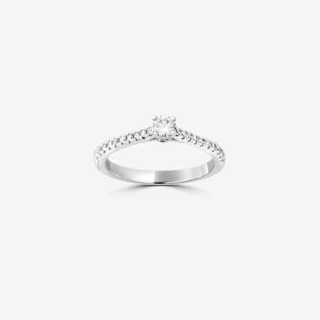 Solitaire classique pavé  serti descendu